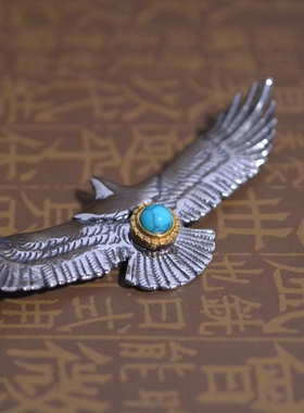 钛钢民族风配饰绿松石宽面吊坠