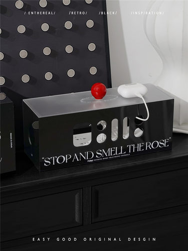 Easygood北欧亚克力插线板收纳盒桌面插排防尘装饰盒电线理线盒 - 图2