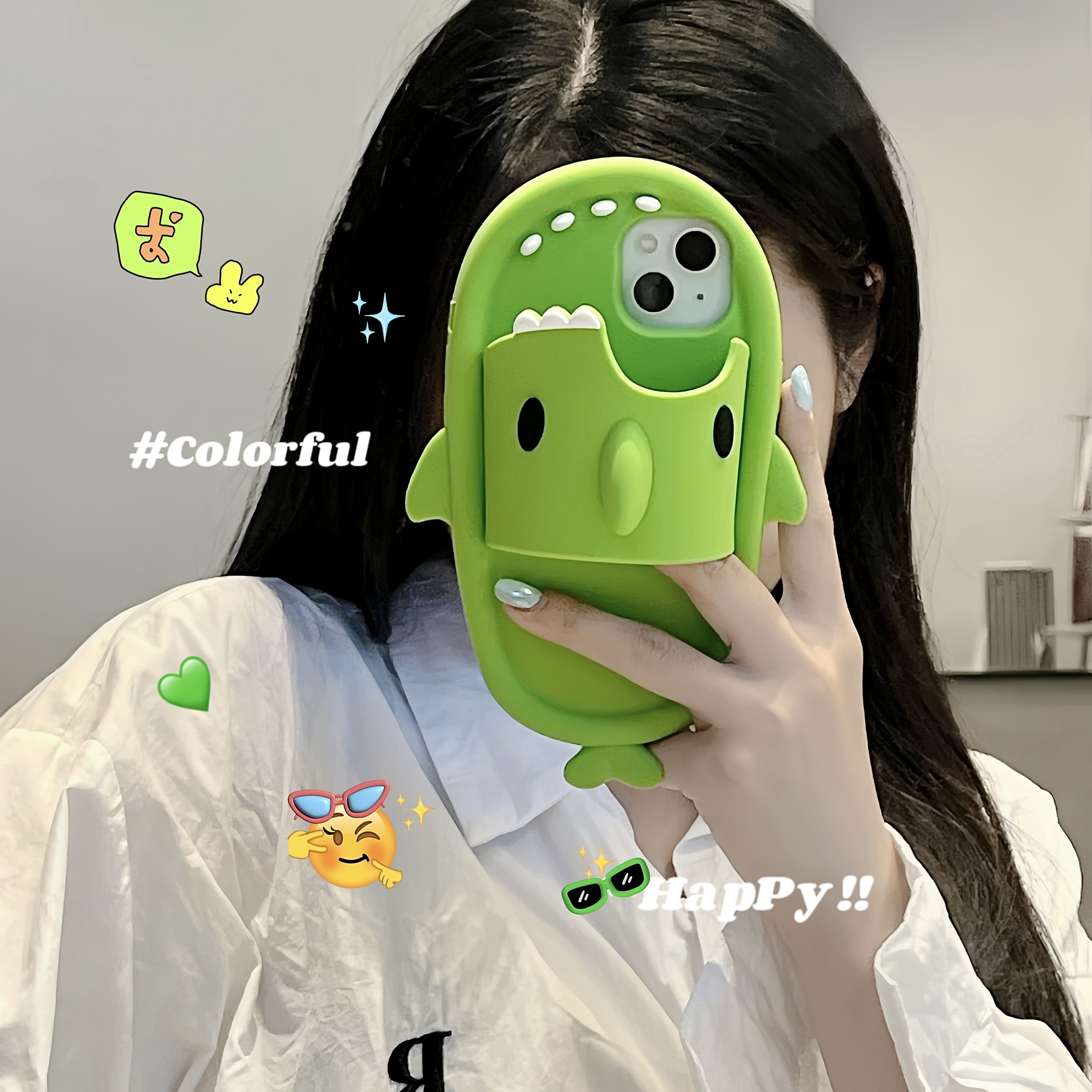 卡通可爱绿色鲨鱼拖鞋适用iPhone14promax手机壳14pro新款苹果13硅胶12创意11小众全包防摔保护套14女款,淘宝优惠券,粉丝福利购,淘宝优惠卷