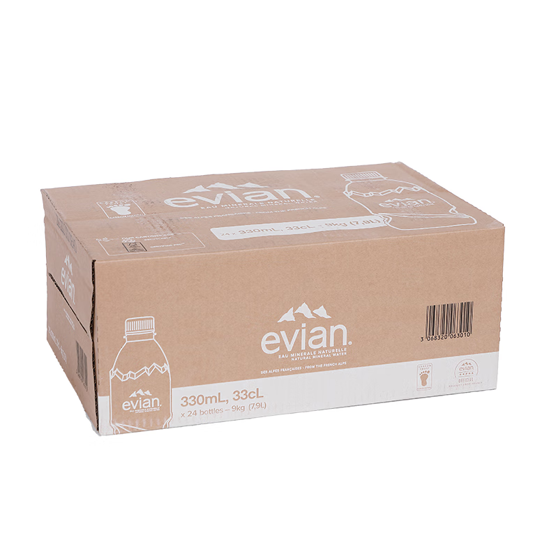 依云（evian）法国原装进口 天然矿泉水 330ml*24瓶 整箱/塑料瓶,淘宝优惠券,粉丝福利购,淘宝优惠卷
