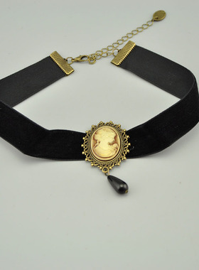 哥特风丝绒项圈走秀晚礼服锁骨链