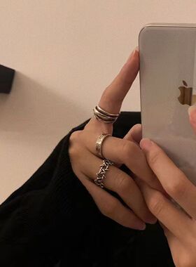 复古简约罗马数字开口戒指女ins潮韩版食指戒指