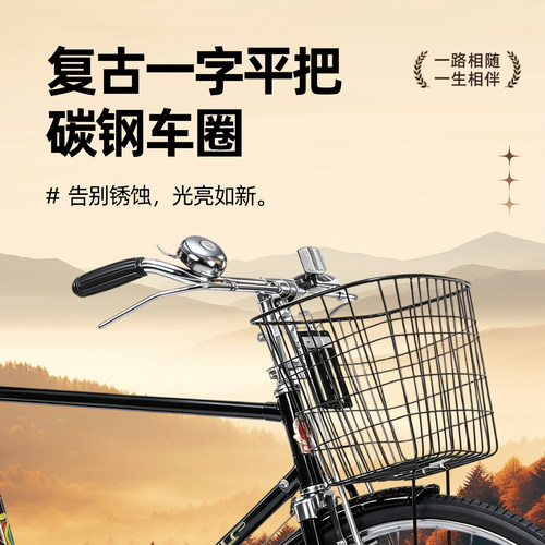 凤凰ZA42型载重加重28寸二八老式复古老年代步通勤休闲重磅自行车 - 图1
