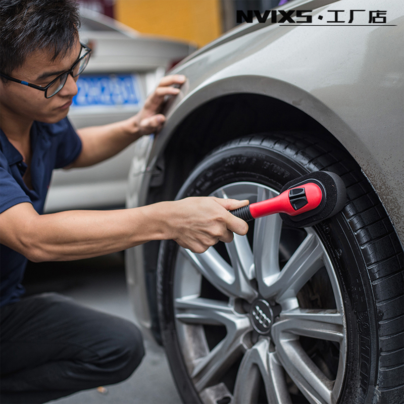 NVIXS汽车轮胎上光刷可替换海绵轮胎上光清洁刷轮胎上蜡海绵-图0