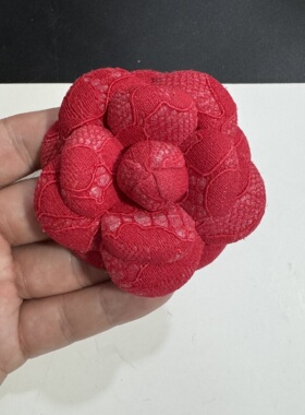 全6.6cm56个色高端粗花呢蕾丝布小香风山茶花饰品胸花加胸针发夹