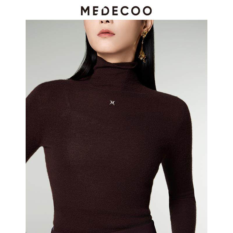 MEDECOO/墨蒂珂2025冬新款女装百搭高领羊毛针织打底衫MID40309,淘宝优惠券,粉丝福利购,淘宝优惠卷