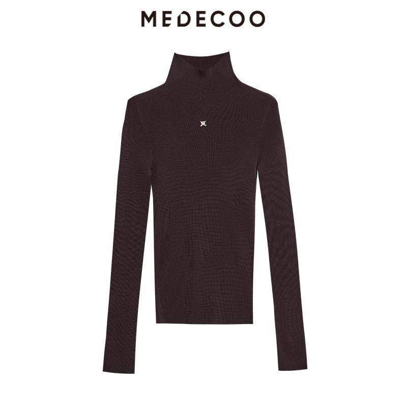 MEDECOO/墨蒂珂2025冬新款女装百搭高领羊毛针织打底衫MID40309,淘宝优惠券,粉丝福利购,淘宝优惠卷
