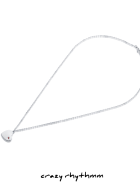 纯银红色水晶心形吊坠项链官方店