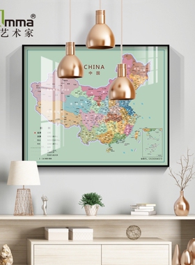现代地图遮挡箱配电箱集线装饰画
