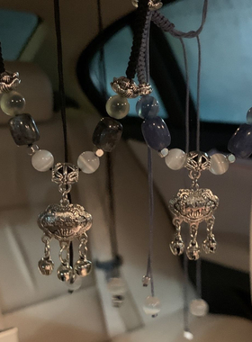 新中式平安锁糖心黑绳编织抽绳手工串珠项链配饰小众设计锁骨链女