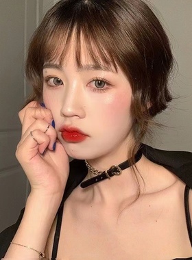 合金女黑色皮绳锁骨链