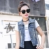 Mùa xuân 2019 của phụ nữ Hàn Quốc hoang dã không tay denim vest vest nữ mùa hè mới ngắn áo khoác mỏng nhỏ áo khoác nhỏ - Áo vest áo gile phao Áo vest