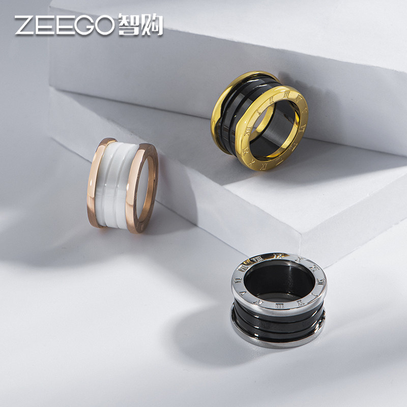 陶瓷女韩版个性简约气质情侣男对戒 智购戒指/指环