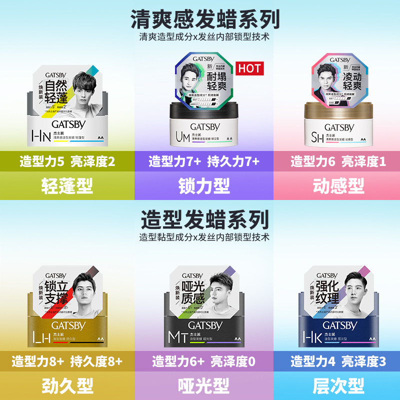 新品gatsby可配喷雾男士干胶发蜡 GATSBY杰士派男士造型