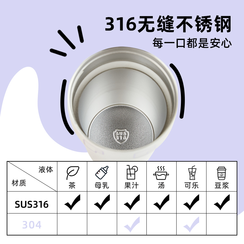 卡罗特咖啡保温杯316不锈钢大容量便携水杯女双饮手提保冷杯子男 - 图1