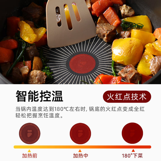 Carrot titanium red dot non-stick pan household steak frying pan omelette pan breakfast pot induction cooker special