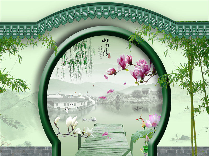 YY快手直播主播背景布3D立体古典中国风复古壁纸玄关喜庆影楼古装