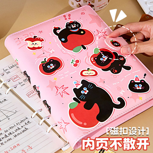 磁扣a5活页本加厚高颜值记事本可拆卸横线笔记本本子2025年新款 - 图0