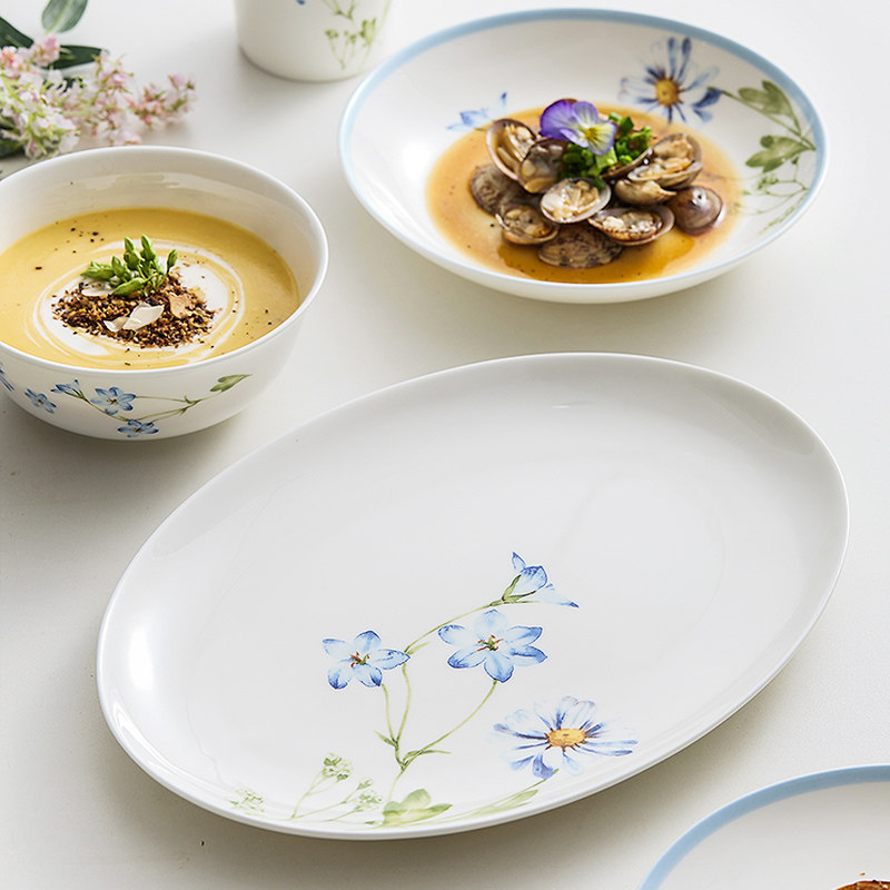 釉中彩骨瓷饭碗家用瓷器碗盘碟子餐具面碗大号汤碗,淘宝优惠券,粉丝福利购,淘宝优惠卷