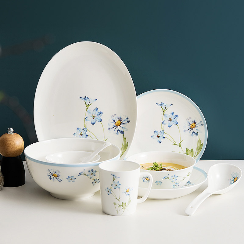 釉中彩骨瓷饭碗家用瓷器碗盘碟子餐具面碗大号汤碗,淘宝优惠券,粉丝福利购,淘宝优惠卷