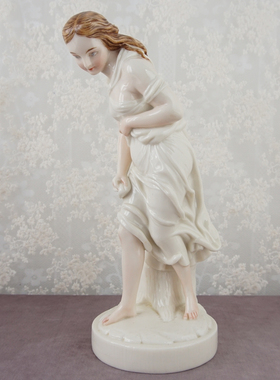 西洋收藏品 德国手工制作陶瓷人偶 欧式复古居家装饰瓷偶摆件