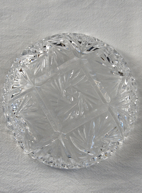 西洋古董收藏花瓶 法国手工制作水晶小碟子 欧式家居装饰食盘摆件