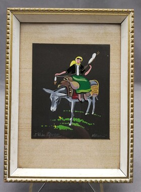 美国实木手绘水彩画摆件