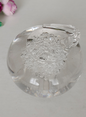 西洋收藏品 手工制作水晶玻璃冰球镇纸器 欧式复古装饰摆件