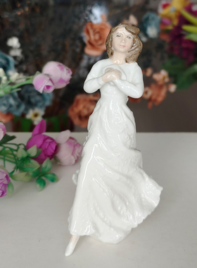 西洋收藏品 英国Royal Doulton手绘骨瓷淑女瓷偶 欧式人偶摆件