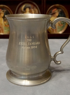 西洋收藏品 英国手工制作底部透明玻璃锡合金马克杯酒杯 杯子摆件