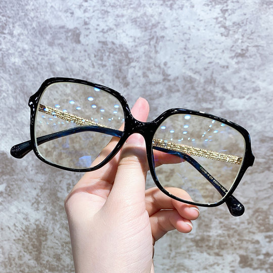 防蓝光辐射电脑眼睛框架男潮可配度数圆脸网红大框平光眼镜女护眼