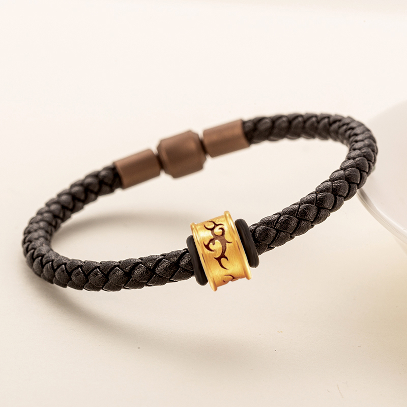 周家同款XL酷黑金色钛钢转运珠守护信念勇气力量幸运DIY串珠配饰 - 图2