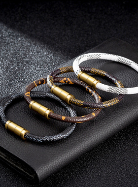 老花皮绳手链情侣款磁扣韩版手环