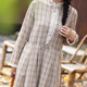 Paneled high-waisted long-sleeved dress