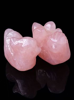 粉晶鸳鸯雕刻比翼鸟卧室芙蓉石