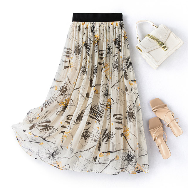 Summer mulberry silk elastic waist skirt Princess Yidai