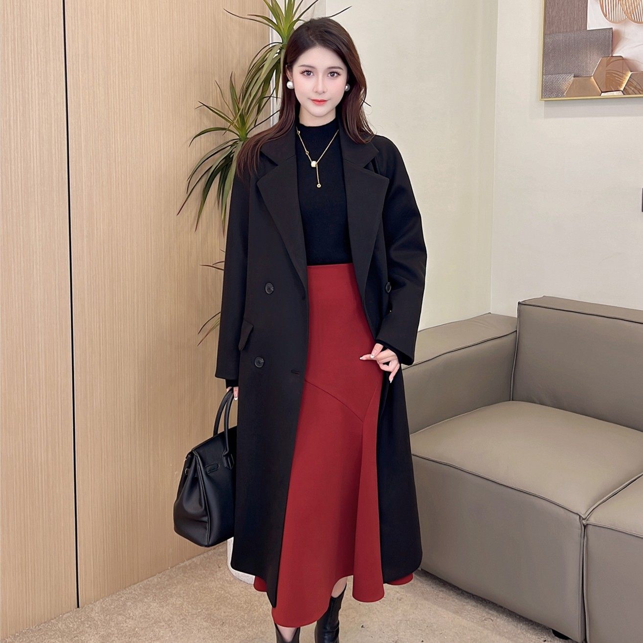 【特惠清仓外套】毛呢大衣外套女冬季通勤显瘦高级感过膝呢子大衣,淘宝优惠券,粉丝福利购,淘宝优惠卷