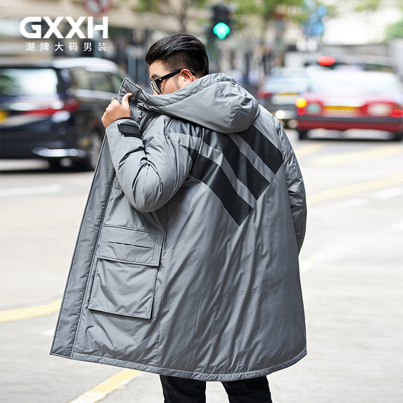 GxxH2019新品潮牌胖子宽松潮流大码羽绒服男肥佬加肥加大外套秋冬