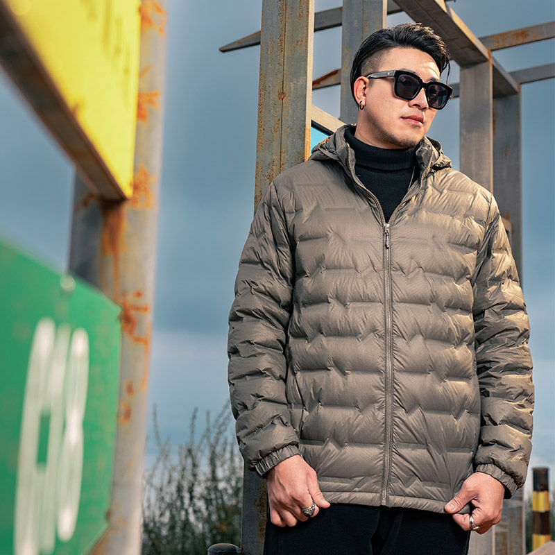 GxxH大码男装连帽宽松羽绒服胖子加厚保暖2025新款轻薄羽绒服外套 - 图1