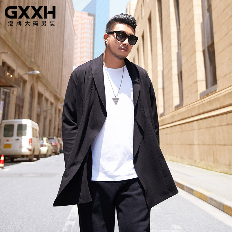 gxxh大码男装开衫秋装宽松披风 gxxh风衣