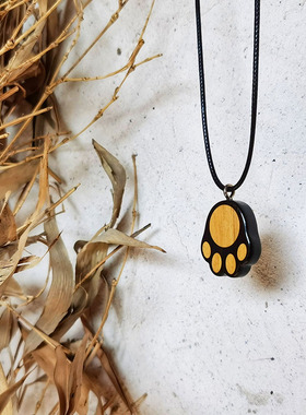 可爱猫爪项链肉垫狗爪黑檀木手作