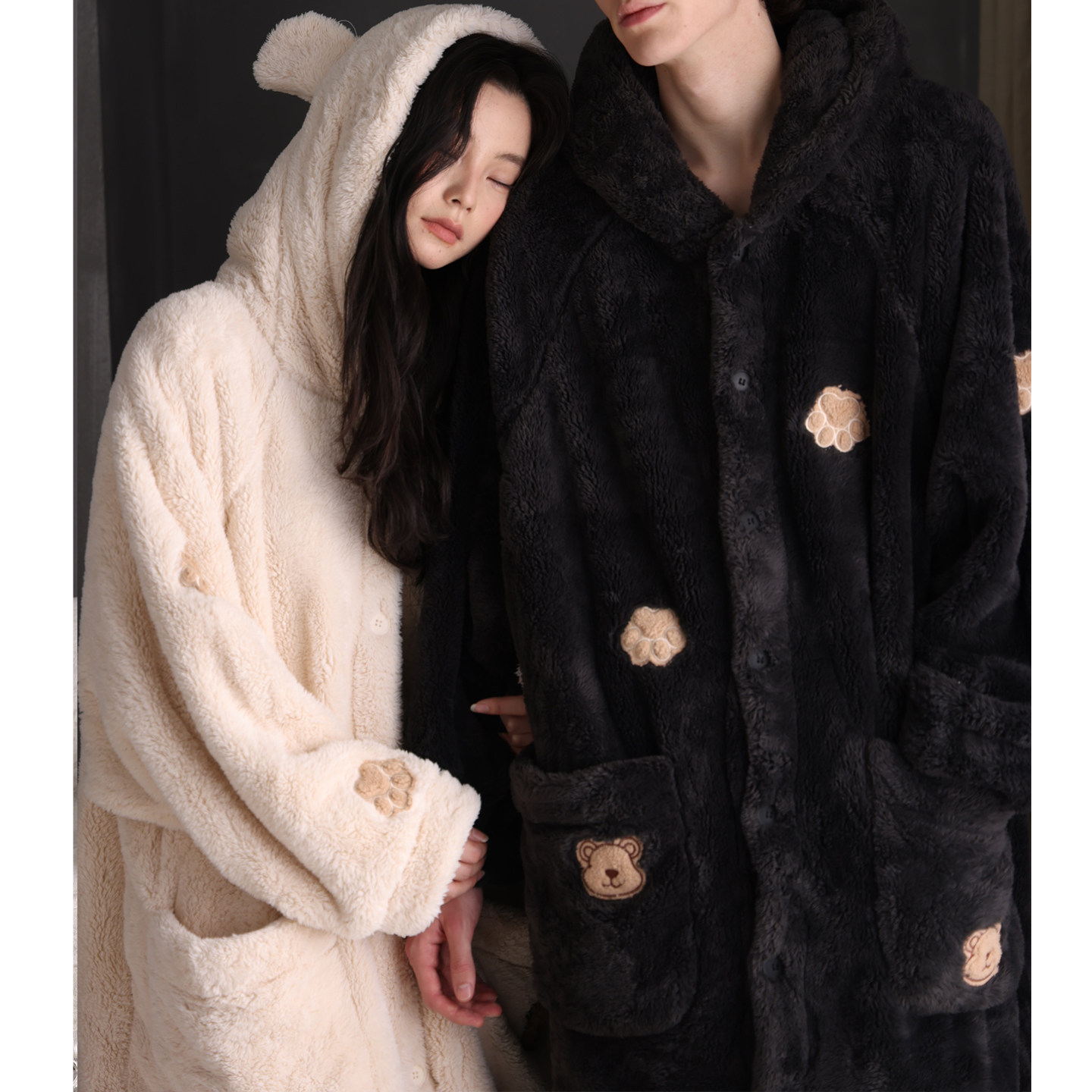 猫人珊瑚绒情侣睡衣女秋冬季加绒加厚睡袍2025新款连帽家居服套装,淘宝优惠券,粉丝福利购,淘宝优惠卷