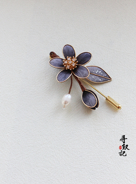 非遗蚕丝掐丝绒花银花檀木发饰