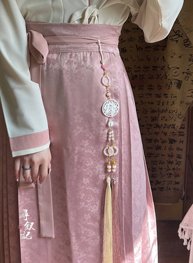 汉服马面裙天然石蝴蝶长流苏禁步国风古风战国袍腰佩腰间挂件配饰