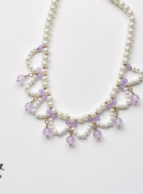 原创古风项链仿珍珠汉服女童古装配饰复古璎珞国风马面裙配饰品