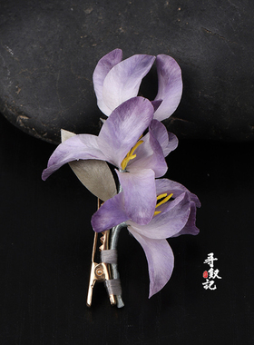 非遗手工蚕丝绒花鸢尾发夹