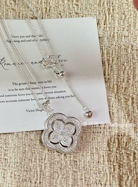 足银999幸运四叶草银锁项链礼物