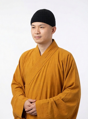 冬季加绒僧人防寒帽和尚毛线僧侣帽男女僧帽加深加绒手工帽普莲花