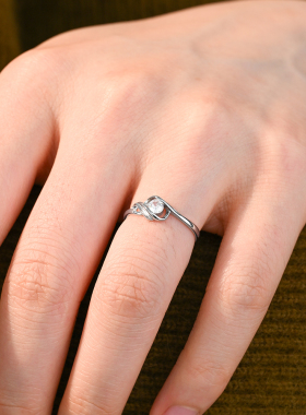 925纯银戒指个性花之痕简约百搭食指指环开口可调节结婚订婚道具