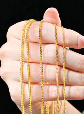 肖邦链S925纯银素链彩金项链金色